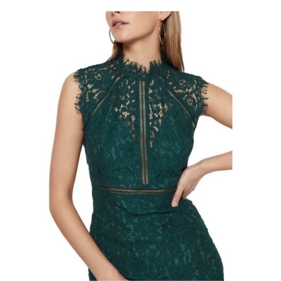 Bardot Forest Green Floral Lace Sheath dress - Picture 2 of 5